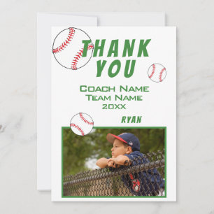 Cartão De Agradecimento Foto de beisebol jogador equipe treinador