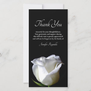Cartão De Agradecimento Foto de Black & White Sympathy Funeral Obrigado