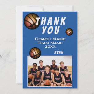 Cartão De Agradecimento Foto de Bola de Basquete Moderno Obrigado Treinado