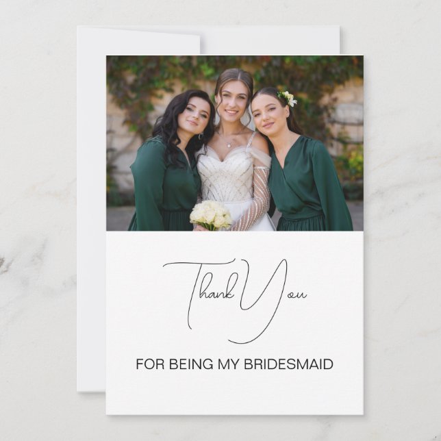 Cartão De Agradecimento Foto de Bridesmaid do Script Moderno Cute (Frente)