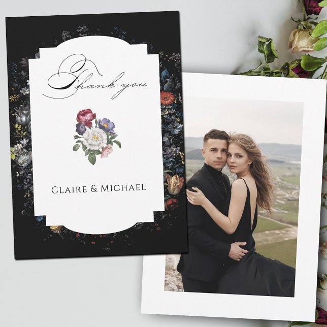 Cartão De Agradecimento Foto de Caligrafia Floral Preta de Belas Artes (Criador carregado)