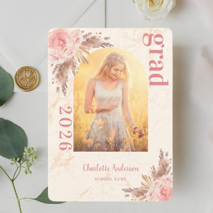 Cartão De Agradecimento foto de capim dos pampas com blush de formatura