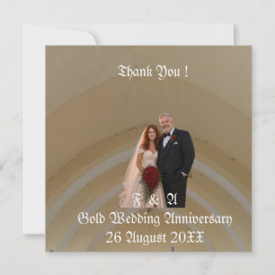 Cartão De Agradecimento Foto de casal de aniversário de casamento de ouro