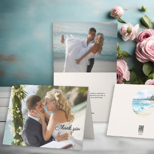 Cartão De Agradecimento Foto de Casamento 2 Imagem Tema Praia
