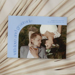 Cartão De Agradecimento Foto de casamento azul gelado de Amor e Gratidão