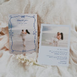 Cartão De Agradecimento Foto de Casamento Azul Whimsical<br><div class="desc">Quadro Ilustrado Azul Whimsical,  2 cartões de agradecimentos de casamento fotográfico. Recursos,  quadro desenhado à mão com arcos e elementos cardíacos,  linhas de texto modelo para seus nomes e mensagem personalizada sobre fundo de cor azul-claro. Fontes e cores de quadro ilustradas podem ser personalizadas.</div>