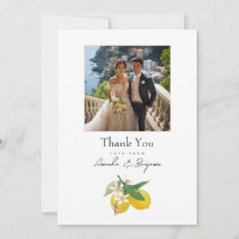 Cartão De Agradecimento Foto de casamento botânico de limão elegante