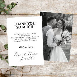 Cartão De Agradecimento Foto De Casamento Branco E Preto Do Recem casados