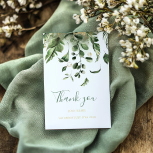 Cartão De Agradecimento Foto de casamento, casamento no jardim com folhas