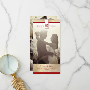 Cartão De Agradecimento Foto De Casamento Chinês De Felicidade Dupla Simpl