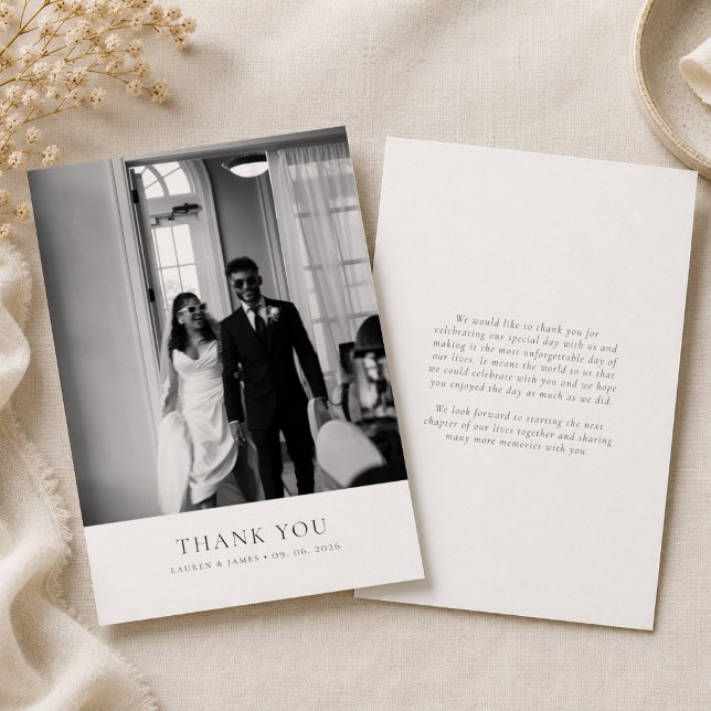 Cartão De Agradecimento Foto de Casamento Clássico Simples (Criador carregado)