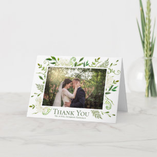Cartão De Agradecimento Foto de casamento com aguarela floral de Hortênsia