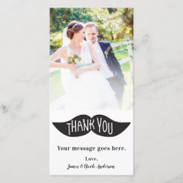 Cartão De Agradecimento Foto de casamento com bigode preto obrigado
