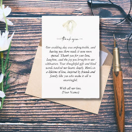 Cartão De Agradecimento Foto de casamento com laço branco elegante