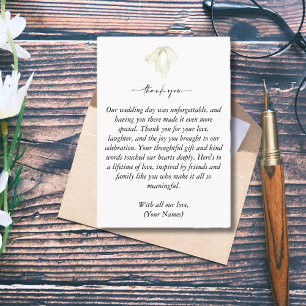 Cartão De Agradecimento Foto de casamento com laço branco elegante