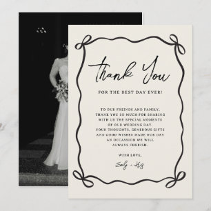 Cartão De Agradecimento Foto de casamento com laço coquette