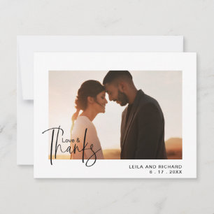 Cartão De Agradecimento Foto de Casamento com na moda Love e Obrigados