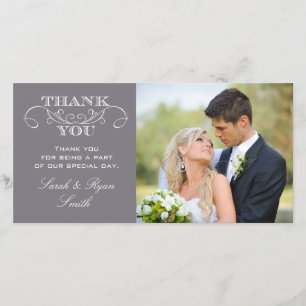 Cartão De Agradecimento Foto De Casamento Da Cinza Moderna - Obrigado Cart