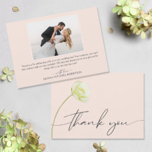 Cartão De Agradecimento Foto De Casamento Da Flor De Água Chic