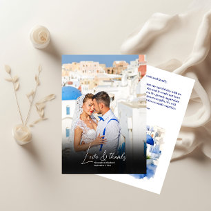 Cartão De Agradecimento Foto de casamento da Grécia de destino Santorini