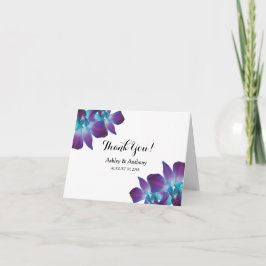 Cartão De Agradecimento Foto De Casamento Da Orquídea De Dendrobium Azul -