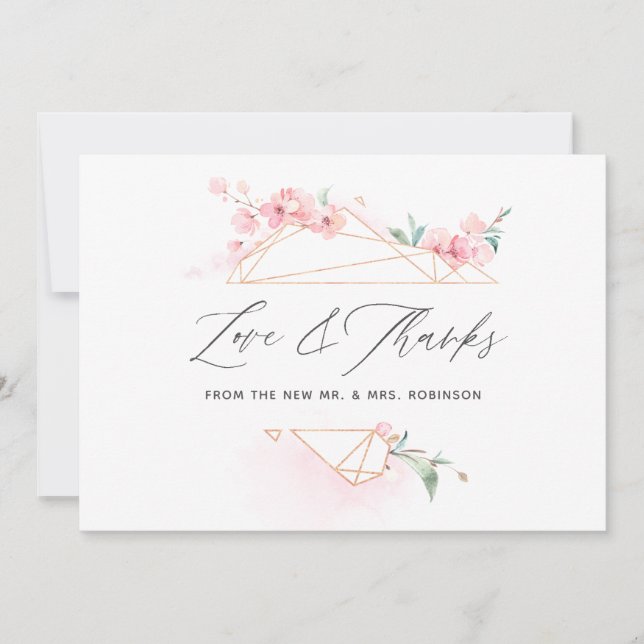 Cartão De Agradecimento Foto de Casamento da primavera do Flor de Cereja R (Frente)