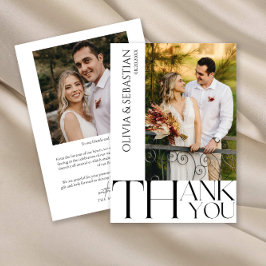 Cartão De Agradecimento Foto de casamento da tipografia moderna