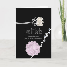 Cartão De Agradecimento Foto de Casamento das Flores de Água Modernas