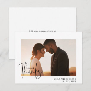 Cartão De Agradecimento Foto de casamento de Amor e Gratidão Elegante