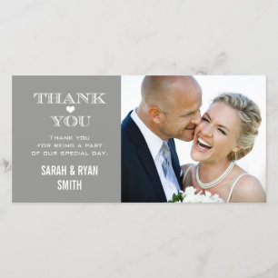 Cartão De Agradecimento Foto De Casamento De Coração Da cinza Obrigado Car