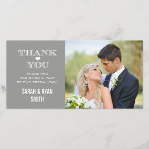 Cartão De Agradecimento Foto De Casamento De Coração Da cinza Obrigado Car
