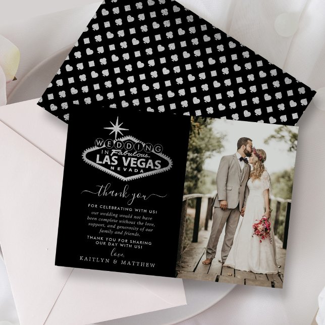 Cartão De Agradecimento Foto de Casamento de Destino Elegante Las Vegas (Criador carregado)