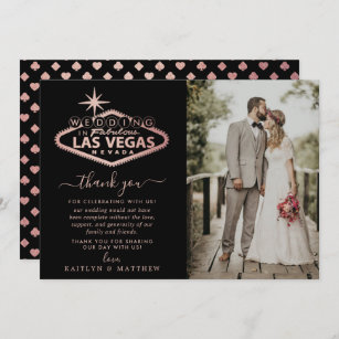 Cartão De Agradecimento Foto de Casamento de Destino Elegante Las Vegas
