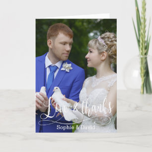 Cartão De Agradecimento Foto De Casamento De Escrita Manuscrita Charme, Ob