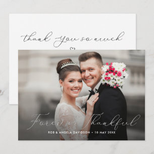 Cartão De Agradecimento foto de casamento de fachada dupla de guião delic