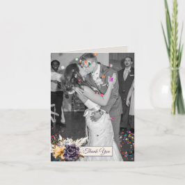 Cartão De Agradecimento Foto De Casamento De Flores De Queda Obrigado