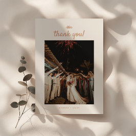 Cartão De Agradecimento Foto de Casamento de Folha de Cerveja Mínima