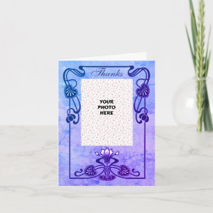 Cartão De Agradecimento Foto De Casamento De Frame Floral Elegante