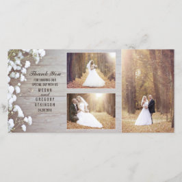 Cartão De Agradecimento Foto de Casamento de Madeira da Rústica Baby's Bre
