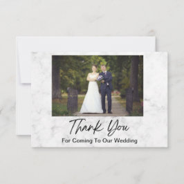 Cartão De Agradecimento Foto de Casamento de Marble Branco