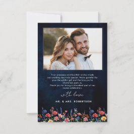 Cartão De Agradecimento Foto de Casamento de Marinho de Boho na Rússia de