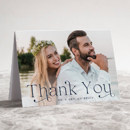 Cartão De Agradecimento Foto de Casamento de Marinho Elegante