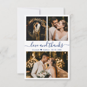 Cartão De Agradecimento Foto de Casamento de Marinhos Brancos com Obrigado