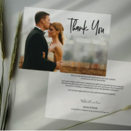 Cartão De Agradecimento Foto de casamento de mensagem do coração personali