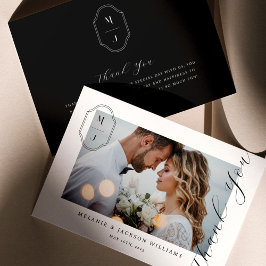 Cartão De Agradecimento Foto de Casamento de Monograma Personalizado de Sc