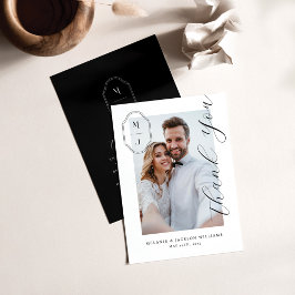 Cartão De Agradecimento Foto de Casamento de Monograma Personalizado de Sc