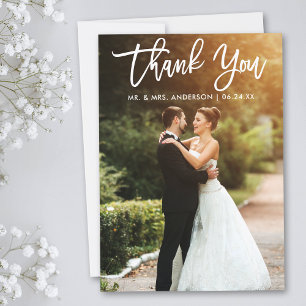 Cartão De Agradecimento Foto de Casamento de Noite de Espelho