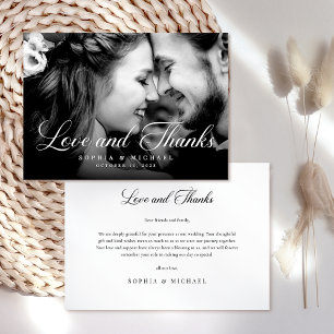 Cartão De Agradecimento Foto de Casamento de Obrigados e Amor Elegante