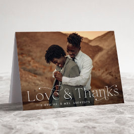 Cartão De Agradecimento Foto de Casamento de Obrigados e Amor Elegante