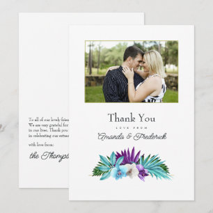 Cartão De Agradecimento Foto de Casamento de Orquídea Tropical